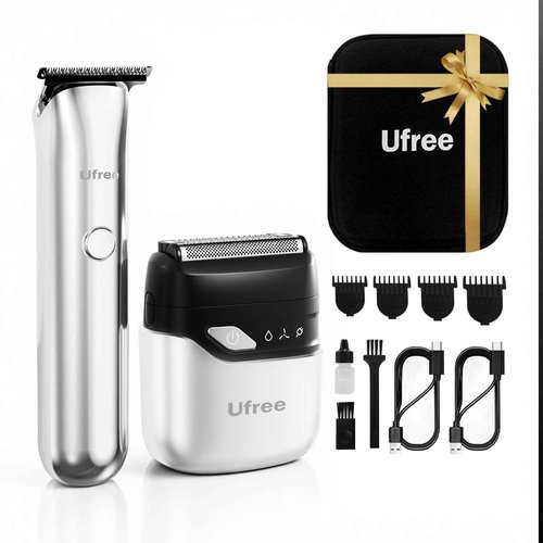 Ufree Beard Trimmer and Foil Shaver Kit, Electric Razors for Men, Precision T Blade Hair Trimmer, Waterproof Travel Shaver, Cordless Clippers Set for Mustache Facial Hair Cutting, Men Grooming Gifts