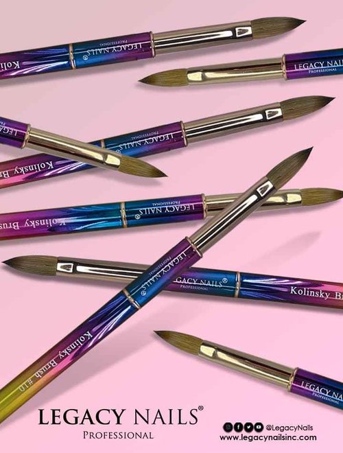 Legacy Nails Professional Multicolor Kolinsky Nail Brush #10 - Perfect For Sculpting Acrylic Nail Extensions Flexible bristles Light weight