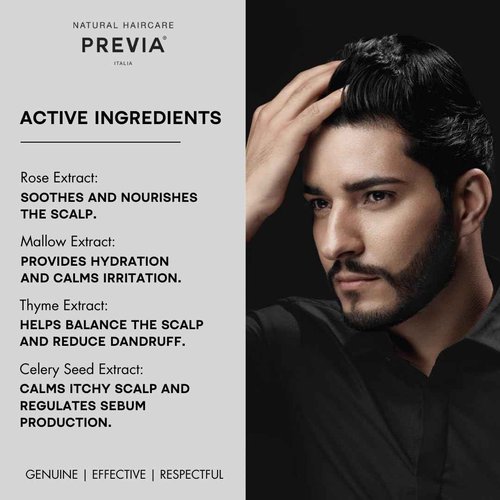 PREVIA Dry Dandruff Cleansing Shampoo | Extra Life - The Virtuous Scalp Ritual | Natural Treatment with Organic Plant Extracts | Certified Vegan, Cruelty-Free & Dermatologically Tested | 32.1 oz