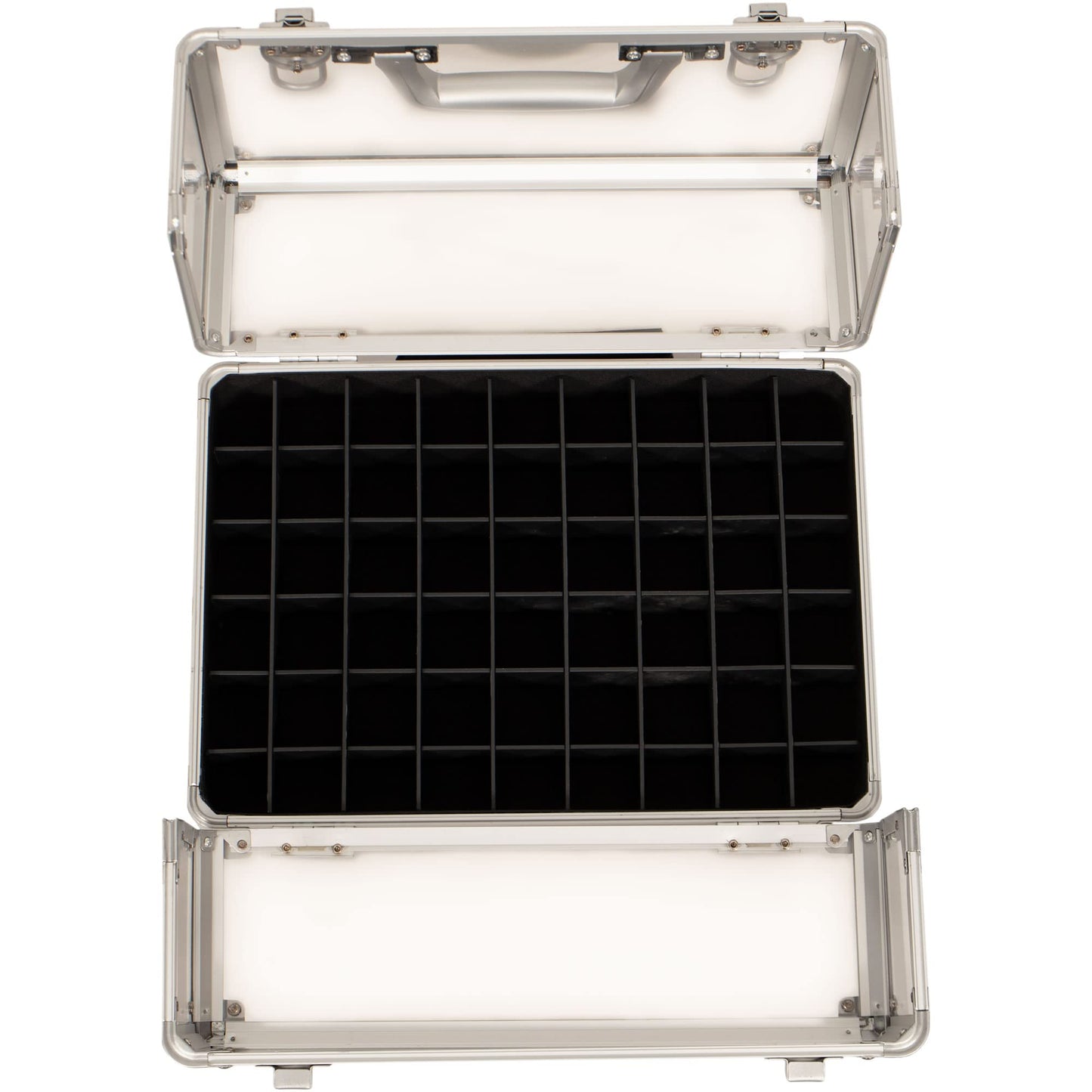 JC Beauty 7 in 1 Professional Interchangeable Rolling Makeup Nail Tech Train Case Travel Storage Clear Acrylic, Black Stripe