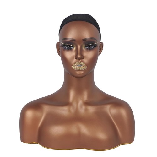 JINGFA Mannequins Realistic Female Mannequin Head with Shoulder Display Manikin Head Bust for Wigs,Makeup,Beauty Accessories