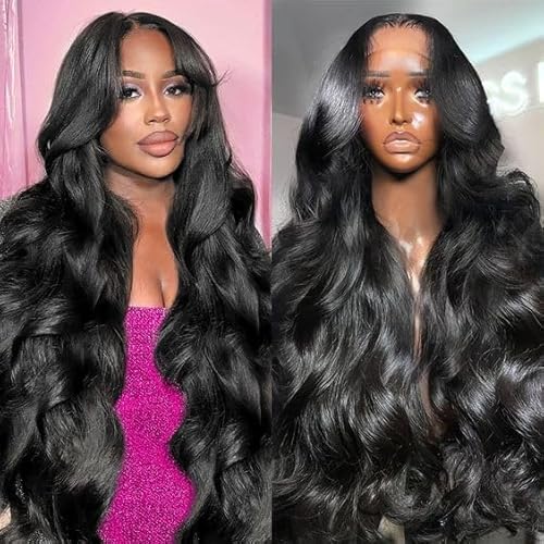 13X6 Lace Front Wigs Human Hair 22 Inch Body Wave Human Hair Wig HD Lace Frontal Glueless Wigs Human Hair Pre Plucked Bleached Knots with Baby Hair 180% Density Natural Color