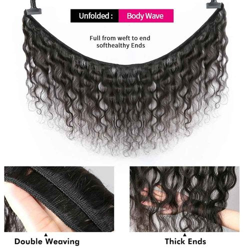 MDL 12A Grade Human Hair Bundles Body Wave Bundles Human Hair 18 20 22 Inch Unprocessed Brazilian Virgin Hair Body Wave 3 Bundles Human Hair Extensions for Black Women Natural Color(18 20 22 Inch)