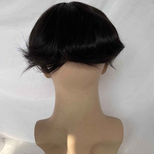 Voloria Men's Hairpiece European Human Hair Toupee 10x8inch HD Swiss Lace Super Thin Skin Back Hair Replacement Wig Natural Black Color