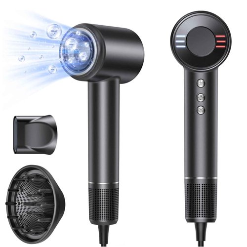 Hair Dryer with Diffuser, 120000RPM Blow Dryer with Ionic, Travel Fast Drying Hairdryer, Professional Dryer with 4 Temperatures & 3 Speeds, Lightweight and Quiet with 6ft Cord