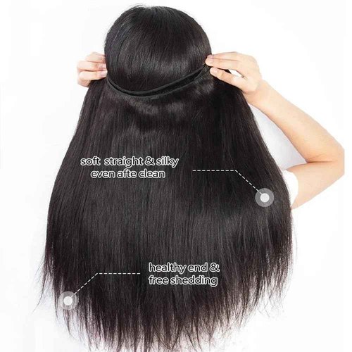 12A Human Hair Bundles Straight 100% Unprocessed Brazilian Virgin Hair Weave 3 Bundles Silky Black Hair for Black Women 20 22 24 Inch