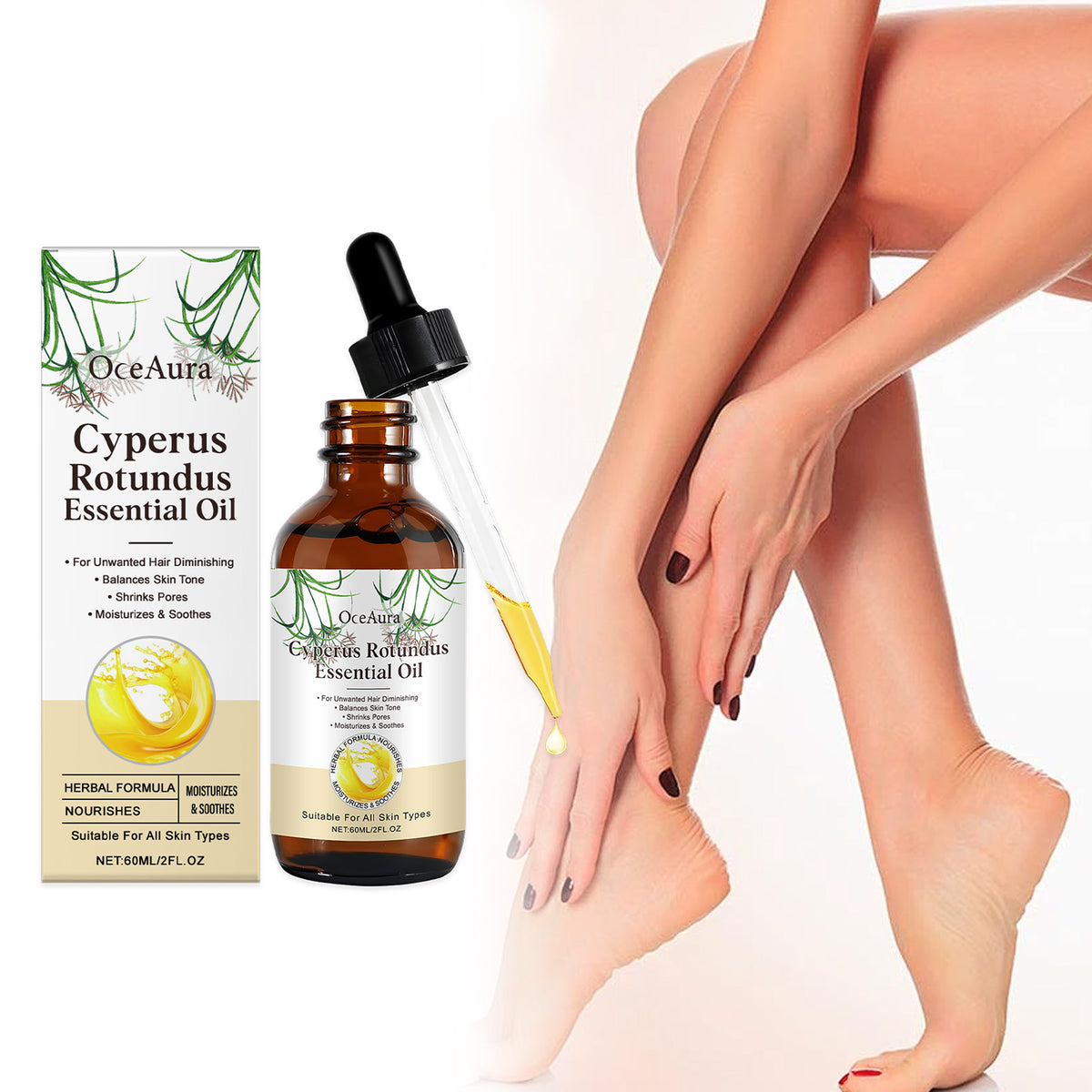 Herbal Hair Removal Care Oil 60ml - Gentle Skin Smoothing & Soothing