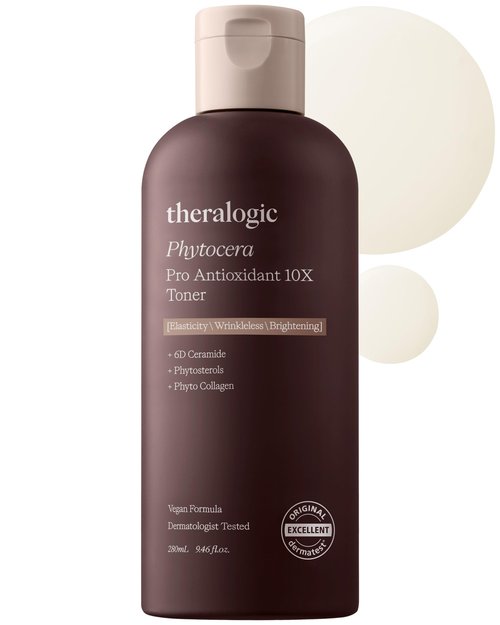 Theralogic Phytocera Pro Antioxidant 10X Toner - Ceramide Elasticity Age-Defying Essence Toner with Collagen, Hyaluronic Acid - Vegan and Dermatologically Tested, 9.48 fl.oz.