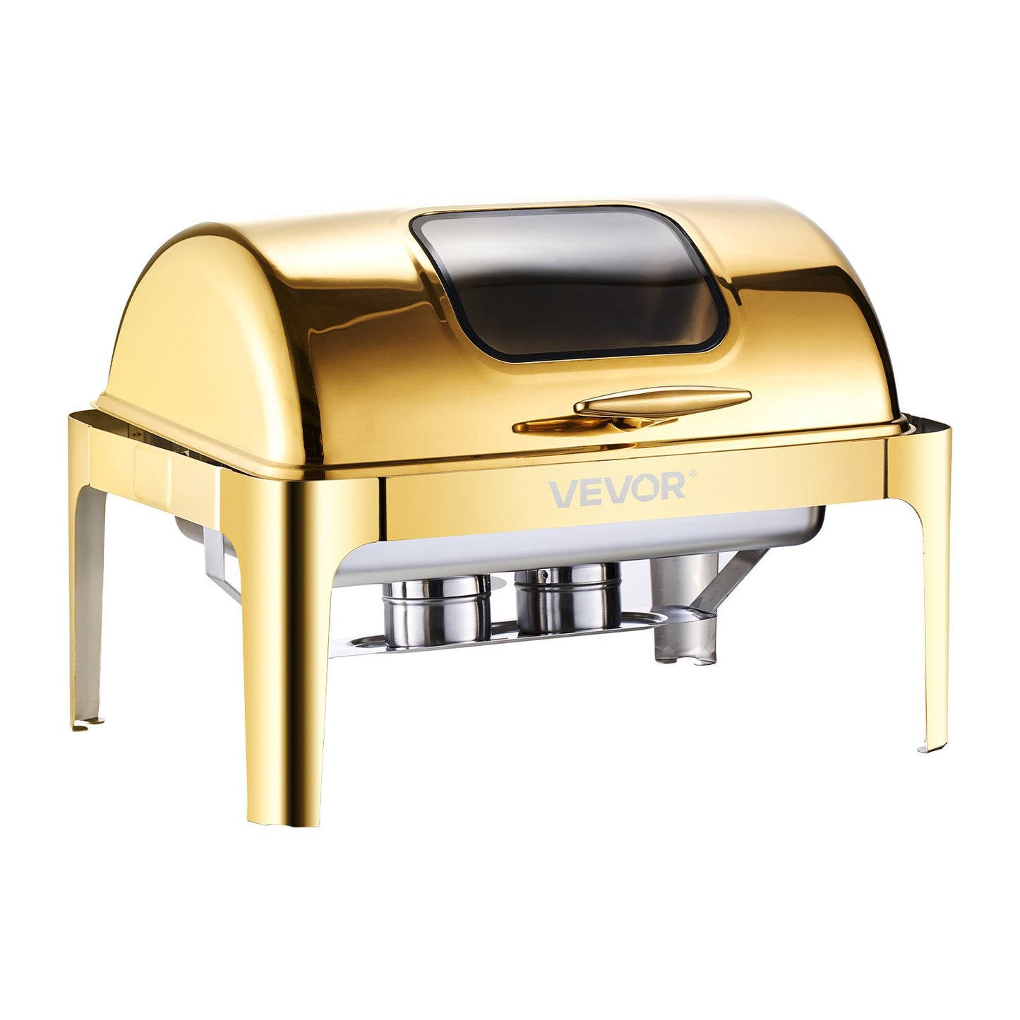 9Qt Stainless Steel Roll Top Chafing Dish Set - Gold Finish