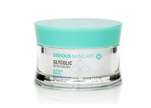 Serious Skincare Glycolic Acid Serum & Face Moisturizer Cream, Facial Renewal Skin Care Set, Exfoliating, Hydrating, Refine Texture, Lines, Pores, Discoloration, Skin Balancing Blue Tansy - Anti-Aging