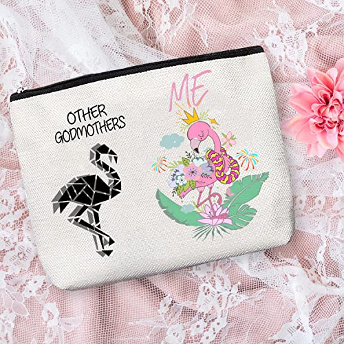 HnoonZ Godmother Gifts,Christmas Gifts for Godmother,Godmother Zipper Makeup Bag Cosmetic Pouch,Godmother Travel Toiletry Pouch Organizer Bag,Godmother Mini Compact Mirror
