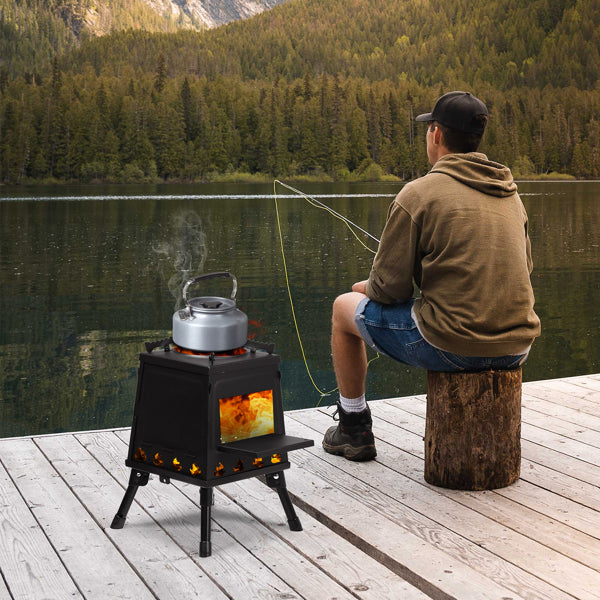 Portable Wood Camping Stove 36x36x46.5cm for Outdoor Cooking & Hiking