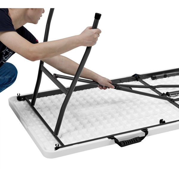 6-Foot Folding Plastic Table - Indoor & Outdoor Use, Easy Carry Handle