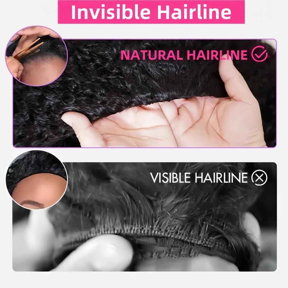 Jilnor Curly Half Wig Human Hair 200% Density Seamless Flip Over Wig Wear and Go Glueless Drawstring Wig Human Hair for Women 3 In 1 Deep Curly Headband Wig Beginner Friendly 22 Inch