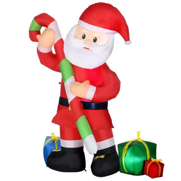 Inflatable Santa Claus Decoration with Candy Cane - 6 ft