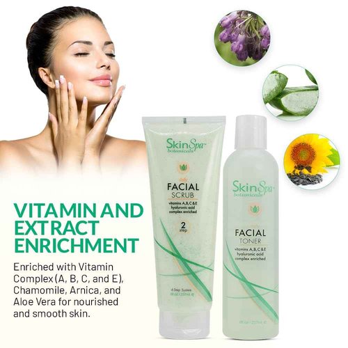 SkinSpa - Skin Care Facial Cleanser Set, Daily Routine Kit, System, Infused with Aloe Vera, 8 Oz - Face Wash Scrub, Cleanser, Toner, Makeup Remover, Clay Mask and Moisturizer
