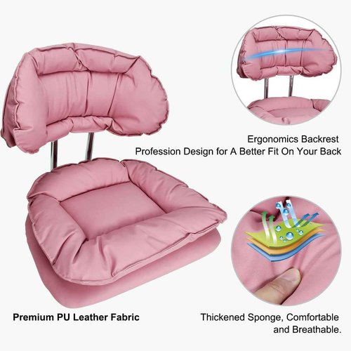 JOSTZHXIN Rolling Stool with Backrest, Home Office Rolling Stool Chair, Thickened Seat Cushion, Adjustable Height Swivel Chair for Nail Shop Salon Spa Massage Tattoo,Pink