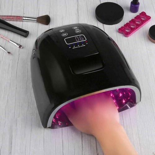90W Professional Wireless Cordless Rechargeable UV LED Nail Lamp,Nail Lamp Gel Nail Curing Dryer Light for Nails with 45 Beads,4 Timer Setting LCD Display Nail Polish Machine (Black)