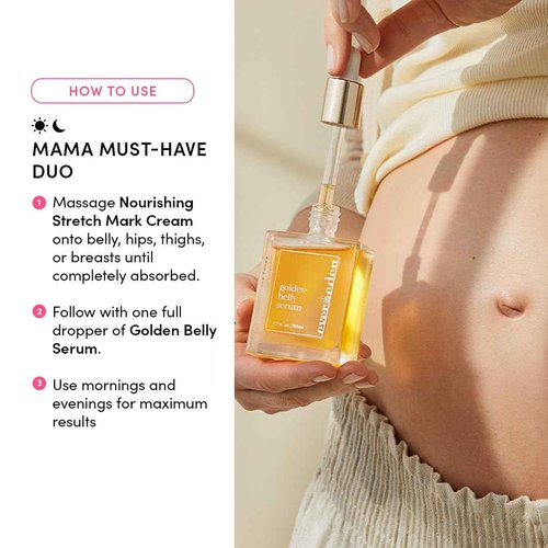 Evereden Mama Must-Have DUO - Golden Belly Stretch Mark Oil & Nourishing Stretch Mark Cream - Dermatologist-Developed Clean & Vegan Maternity Skin Care for Stretch Mark Reduction & Skin Hydration
