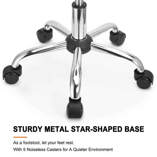 JOSTZHXIN Swivel Stool with Wheels, Rolling Chair with Back, Home Office PU Leather Rolling Stool, Height Adjustable, Massage, Brown