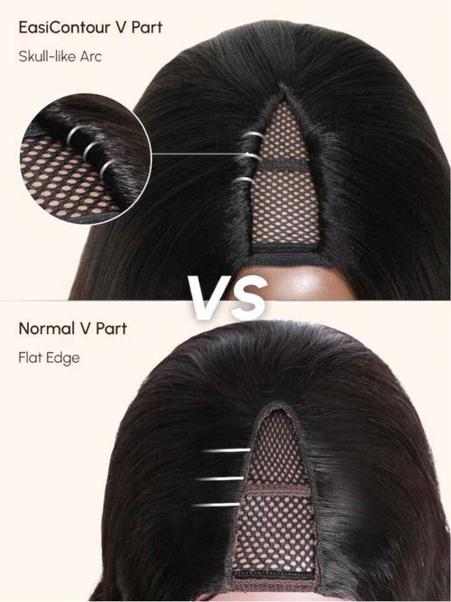 UNICE EasiContour V Part Wigs Human Hair Yaki Straight Glueless Clip in Vpart Human Hair Wig No Sew in No Glue Ombre Chestnut Brown Beginner Friendly 150% Density 20 inch