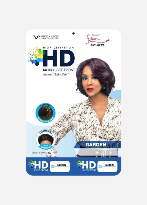 Vivica A. Fox, Garden, HD Lace Front, Natural Baby Hair, Layered Wrap Style with Swept Bang Wig (1B Off Black)