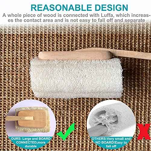 2 Pack Natural Exfoliating Loofah luffa loofa Bath Brush On a Stick - with Long Wooden Handle Back Brush for Men & Women - Shower Sponge Body Back Scrubber
