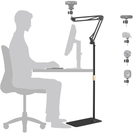 AceTaken Webcam Floor Stand,70-inch Metal Webcam Floor Holder Compatible with Logitech C920 StreamCam C930 C922 C615 C925e Brio 4K,Brio 500,MX Brio 4K Webcams
