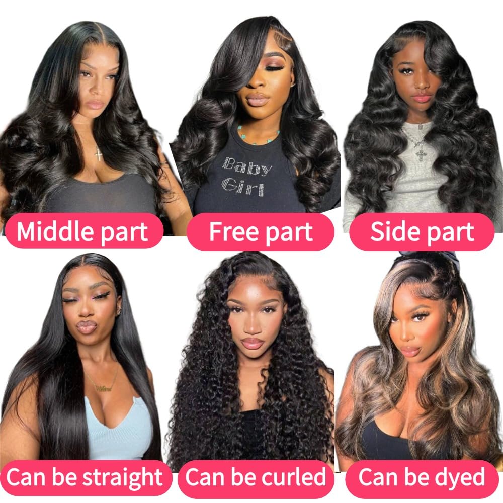 Genrein Body Wave Bundles Human Hair 16 18 20 Inch Brazilian Body Wave Human Hair 3 Bundles Natural Black Virgin Human Hair Extensions Unprocessed Wavy for Women