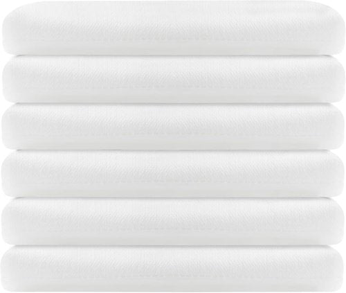 Linteum Textile Twin Long Flat Sheet – 66x115 in, 250 Thread Count Polycotton, Soft & Durable White Top Sheet, Wrinkle-Resistant, Ideal for Dorm, Hotel, Spa & Hospital [6 Pack]