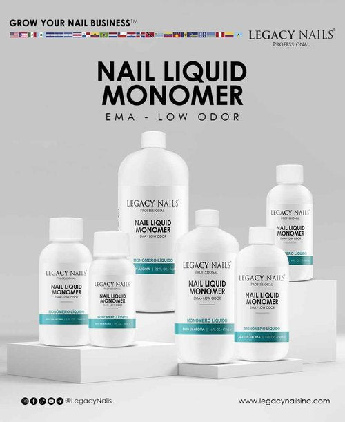 Legacy Nails Professional NAIL LIQUID MONOMER - MMA-Free, Acetone-Free, Low Odor Formula, Compatible with All Acrylic, Perfect for Nail Extensions, Sculpting & Overlays - 946ml / 32 FL.oz.