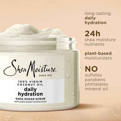 SheaMoisture Shea Sugar Body Scrub For Nourish And Replenish Skin Virgin Coconut Oil Daily Hydrating Body Scrub With 24h Shea Moisture Nutrients 12 oz