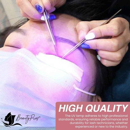 BeautyPros UV Light for Lash Extension - LED Foot Pedal Gel Curing Lamp With Adjustable Gooseneck for Lash Artists, Nail Tech, Makeup Studios