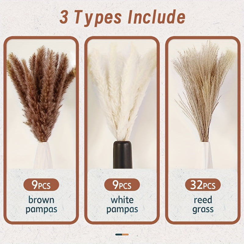 Dried Flower Bouquet - Preserved Grass Flower Arrangement for Home Decor