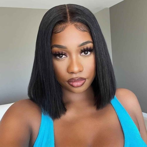 YYJP 10 Inch Bob Wig Human Hair - Natural Black 13x4 HD Lace Front Wigs Human Hair for Black Women, 180% Density, Natural Hairline, Straight Short Glueless Wigs Human Hair Pre Plucked Pre Cut Bob