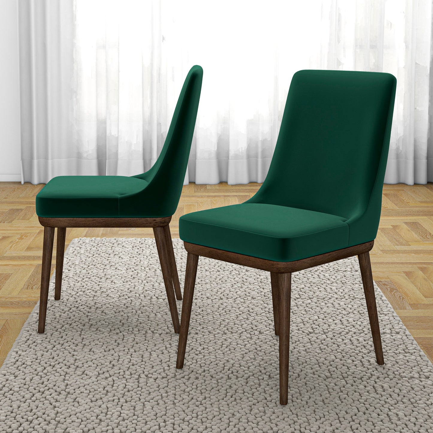 Kate Mid-Century Modern Dining Chairs Set of 2 - Velvet Upholstery