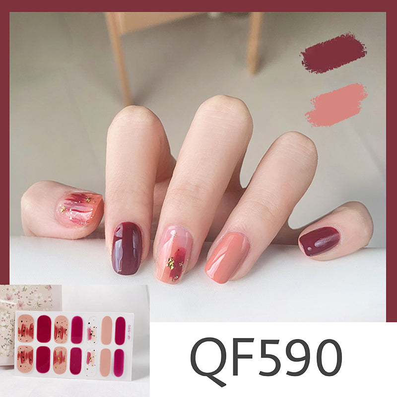 Waterproof Nail Art Stickers - 14pcs Durable Eco-Friendly Decals for Nails