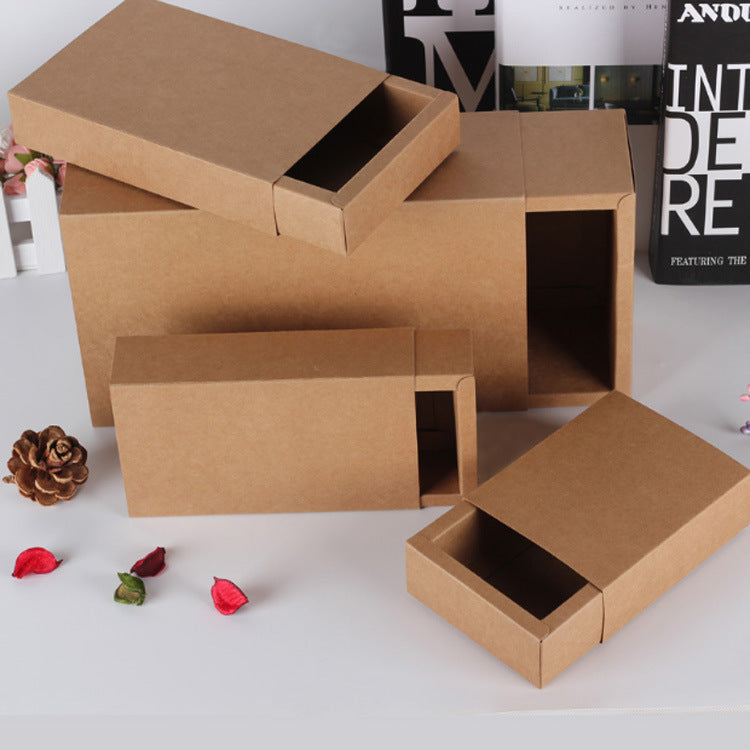 Folding Kraft Paper Jewelry Storage Box with Frosted PVC Finish