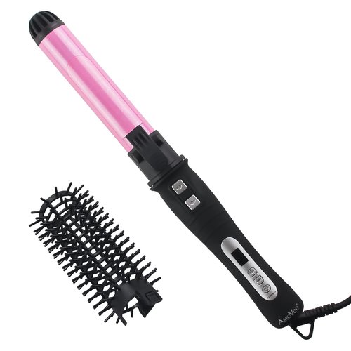 [Upgraded] AmoVee Rotating Curling Iron, 1.25 Inch Auto Ceramic Curling Iron, Adjustable Temps 180 °F to 410 °F, Dual Voltage, A Valentines Day Gifts for Her (Long Clip)