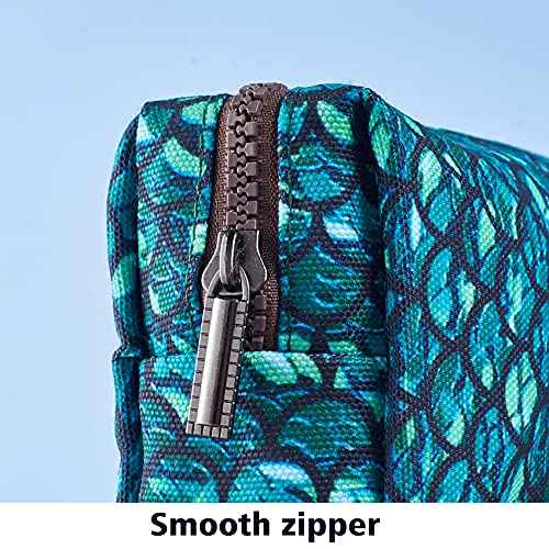 LParkin Mermaid Large Capacity Canvas Pencil Case Pen Bag Pouch Stationary Case Makeup Cosmetic Bag