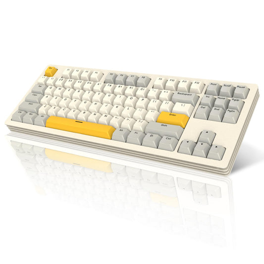 A.JAZZ AKC087 Mechanical Keyboard, Tri-Mode Wireless, Multi-Layer Metal Base, Compact 87 Keys TKL Layout, Retro Tricolor, Hotswappable RGB, for Win/Mac