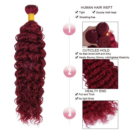 Red Bundles Human Hair Burgundy Water Wave Bundles 20 22 24 inch 99j Human Hair Weave Bundle Red Water Wave Bundle