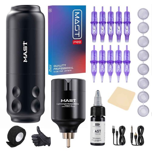 Mast Sensor Cordless Tattoo Pen Machine Kit Short T1 Cordless Battery Power Supply Tattoo Cartridges Needles for Pro Tattoo & Scalp Artists