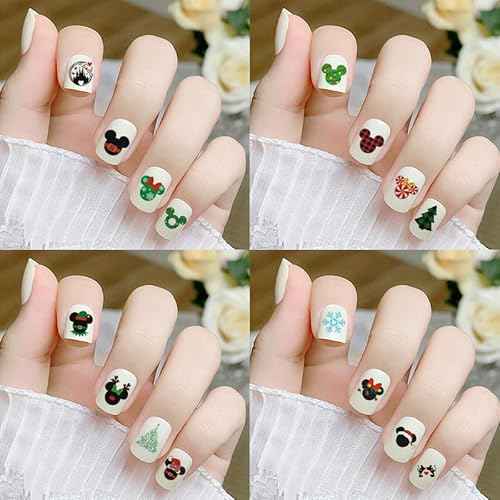 4 Sheets Christmas Nail Art Stickers Decals 3D Cute Animal Christmas Tree Snowflake Candy Self Adhesive Nail Design Nail Decals Xmas Nail Stickers for Women DIY Xmas Party Nail Decoration