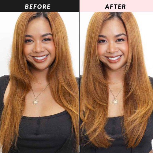 FoxyBae Blowout Hot Air Brush - 75mm Hair Dryer, Curler, Volumizer & Straightener - Ceramic Tourmaline Ionic Technology with Dual Bristles (Black Rose-Gold)