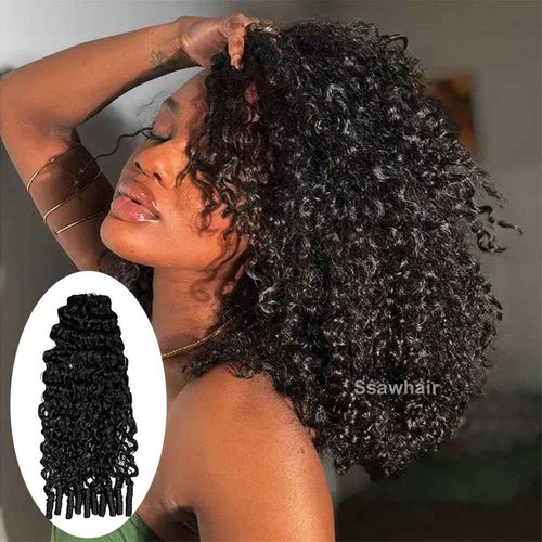 Ssawhair Water Curly Crochet Human Hair Knotless Pre-Separated Deep Curly Virgin Human Hair Pre-Looped Reusable Feather Crochet Hair Extensions 22Inch 60g 50Strands