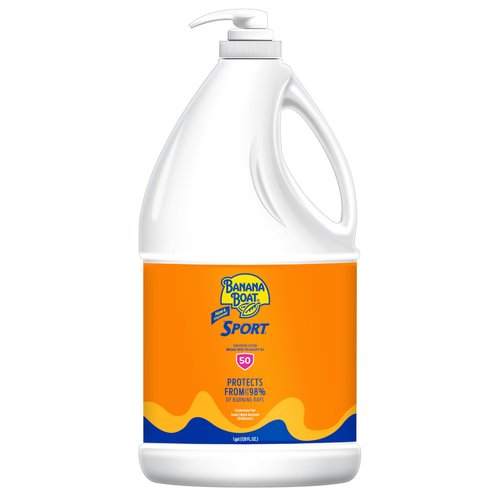 Banana Boat Sport SPF 50 Sunscreen Lotion, 128oz | Banana Boat Sunscreen SPF 50 Lotion, Oxybenzone-Free, 128oz (Pack of 1)