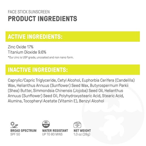 Raw Elements Face Stick SPF 50 All-Natural Mineral Sunscreen - Reef Safe, Water Resistant, Broad Spectrum UVA/UVB Protection, Safe For All Ages, Travel Size 1 oz 2PK
