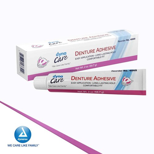 Dynarex Denture Adhesive - Easy to Dispense & Apply - Long-Lasting & Secure Hold - Comfortable Fit - Mint Flavored Denture Adhesive Cream - 2 Oz Tube