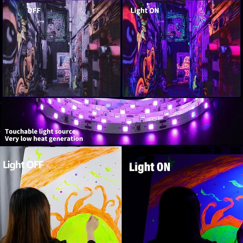 Violet-Blue Fluorescent Party Lights for Halloween and Events - Multiple Lengths